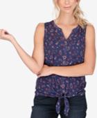 Lucky Brand Printed Tie-front Top