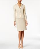 Tahari Asl Bead-trim Textured Skirt Suit