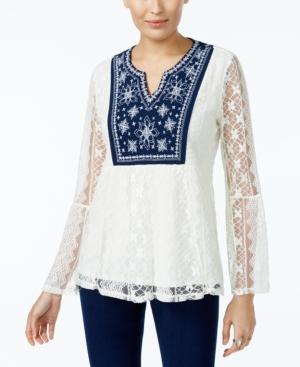 Style & Co Embroidered Lace Top, Created For Macy's