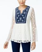 Style & Co Embroidered Lace Top, Created For Macy's