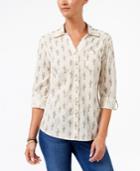Style & Co Petite Cotton Printed Shirt, Created For Macy's