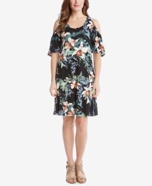 Karen Kane Floral-print Cold-shoulder Dress