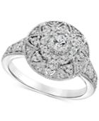 Diamond Filigree Halo Engagement Ring (1 Ct. T.w.) In 14k White Gold