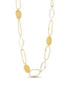 Catherine Malandrino Women's White Rhinestone Oval Shaped Yellow Gold-tone Chain Necklace