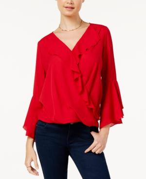 Bcx Juniors' Ruffled Wrap Top