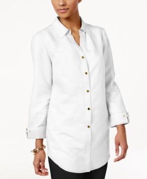 Jm Collection Petite Linen-blend Shirt, Only At Macy's