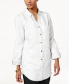 Jm Collection Petite Linen-blend Shirt, Only At Macy's