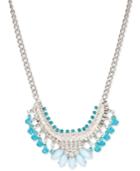 M. Haskell Silver-tone Multi-blue Colored Bead Statement Necklace
