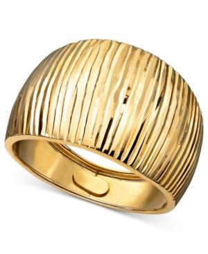 14k Gold Ring, Diamond Cut Cigar Band