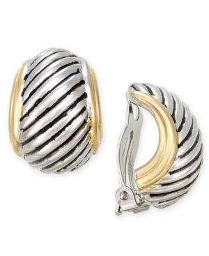 Charter Club Two-tone Textured Clip-on Huggy Earrings, Only At Macy's