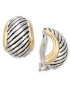 Charter Club Two-tone Textured Clip-on Huggy Earrings, Only At Macy's