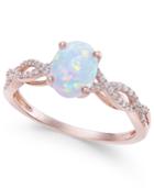 Opal (3/4 Ct. T.w.) & Diamond (1/8 Ct. T.w.) Ring In 14k Rose Gold