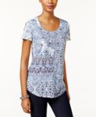 Style & Co Petite Sublimated-print T-shirt, Only At Macy's