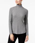 Style & Co Micro-striped Turtleneck Top, Created For Macy's