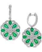 Effy Brasilica Emerald (2-7/8 Ct. T.w.) And Diamond (7/8 Ct. T.w.) Drop Earrings In 14k White Gold, Created For Macy's