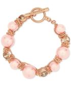 Givenchy Rose Gold-tone Pink Bead And Crystal Toggle Bracelet