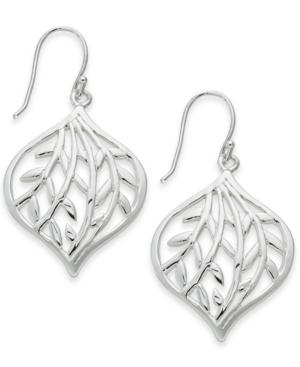 Essentials Medium Silver Plated Openwork Leaf Drop Earrings