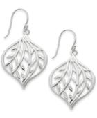 Essentials Medium Silver Plated Openwork Leaf Drop Earrings