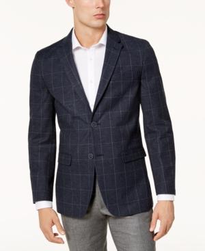 Tommy Hilfiger Men's Slim-fit Navy & Green Windowpane Stretch Sport Coat