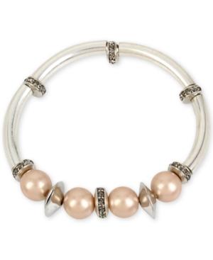 Kenneth Cole New York Silver-tone Imitation Pearl And Crystal Stretch Bracelet