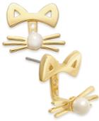 Kate Spade New York Gold-tone & Imitation Pearl Cat Ear Jacket Earrings