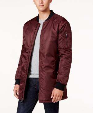 Guess Men's Liam Satin Long Bomber Jacket