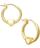 Children's Heart Hoop Earrings In 18k Gold-plated Sterling Silver