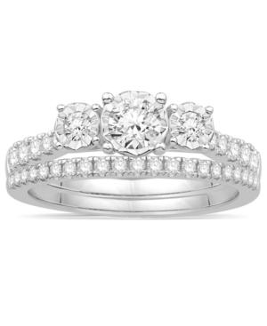 Diamond Bridal Three Stone Ring Set (3/4 Ct. T.w.) In 14k White Gold