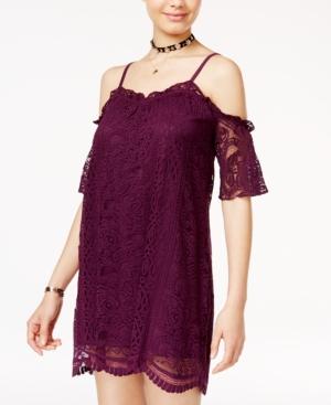 Love Fire Juniors' Cold-shoulder Lace Shift Dress