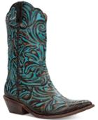 Patricia Nash Bergamo Turquoise Tooled Western Mid-shaft Boots Women's Shoes