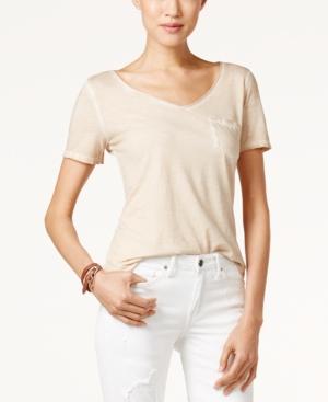 Calvin Klein Jeans V-neck Dyed Distressed Tee