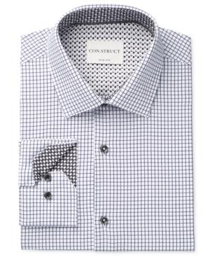 Con. Struct Men's Fitted Black White Dobby Check Dress Shirt
