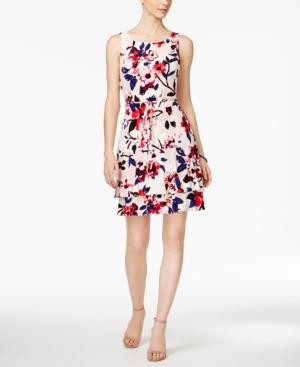 Ivanka Trump Floral-print Ruffled A-line Dress