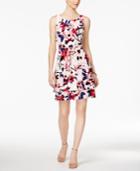 Ivanka Trump Floral-print Ruffled A-line Dress