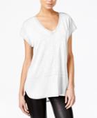 Bar Iii V-neck Mixed-media Top, Created For Macy's