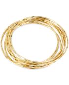 Hint Of Gold Thin Bangle Bracelet Set In 14k Gold Over Metal