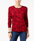 Karen Scott Petite Scroll-print Cardigan, Only At Macy's