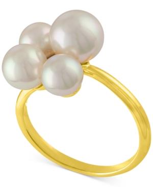Majorica Gold-tone Stainless Steel Imitation Pearl Cluster Ring