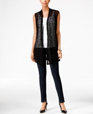Jm Collection Petite Sheer Open-front Vest, Only At Macy's
