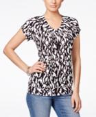 Jm Collection Printed Short-sleeve Blouse, Only At Macy's