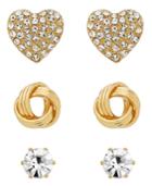 Thalia Sodi Gold-tone Crystal Heart Knot Stud Earring