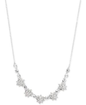 Marchesa Gold-tone Crystal & Imitation Pearl Flower Collar Necklace