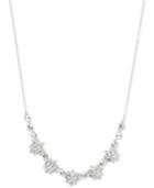 Marchesa Gold-tone Crystal & Imitation Pearl Flower Collar Necklace