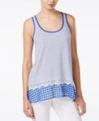 Maison Jules Chiffon-trim Striped Tank Top, Only At Macy's