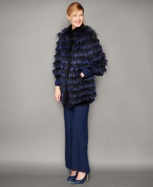 The Fur Vault Striped Fox Fur Jacket