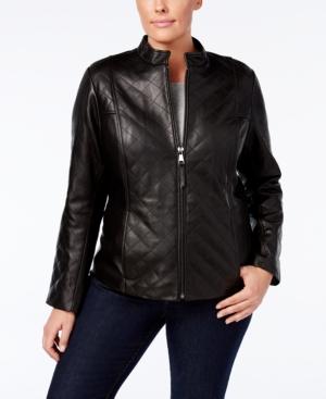 Jones New York Plus Size Quilted Leather Jacket