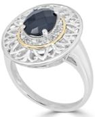 Onyx (14 X 10mm) & Diamond Accent Statement Ring In Sterling Silver & 14k Gold