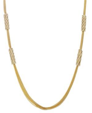 Abs By Allen Schwartz Gold-tone Multi-chain And Crystal Station Long Necklace