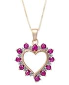 Ruby (1 Ct. T.w.) & Diamond Accent Heart Pendant Necklace In 14k Gold
