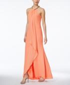 Calvin Klein Embellished Draped Gown